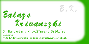 balazs krivanszki business card